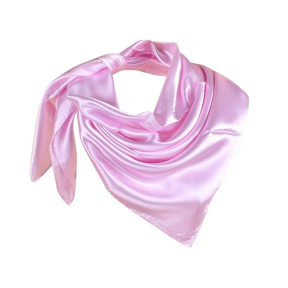 UJNDER Women Fashion Solid Satin Square Head Scarf Lightweight Neck Scarves and Hair Bandana for Stylish Women Pink