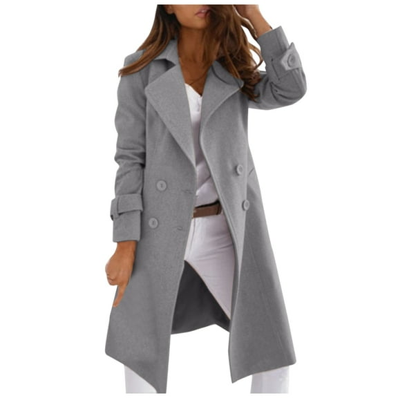 UJNDER Women Irregular Bow Zippers Sleeve Long Warm Wool Jacket Windbreaker for Women Trench Coat Women Design Grey XXL
