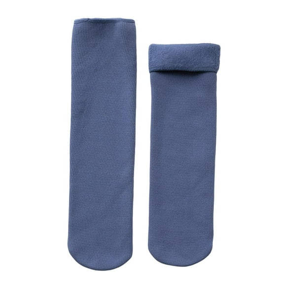 UJNDER Women Knitted Lined Thermal Mid Calf Stockings Winter Warm Snow Boot Socks for Adult Navy