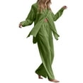 thumbnail image 1 of UJNDER Women Ladies Two Piece Retro Plus Size Cotton and Shirt Suit High Waist Slacks Suit Top Pants Long Sleeve Pant Suits for Women GN1 XXXL, 1 of 5