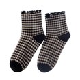 thumbnail image 1 of UJNDER Women Ruffled Striped Color Block Knit Stockings Casual Crew Socks Fashion Black, 1 of 5