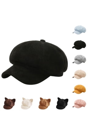 Women'S Solid Color Eight Beret Hat for Small Face Versatile Daily Fashion Style Summer Hats for Women 01_Black,One Size