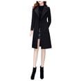 thumbnail image 1 of UJNDER Women Slim Windbreaker Double Long Trench Coat Women Jacket Overcoat Outwear Black L, 1 of 5