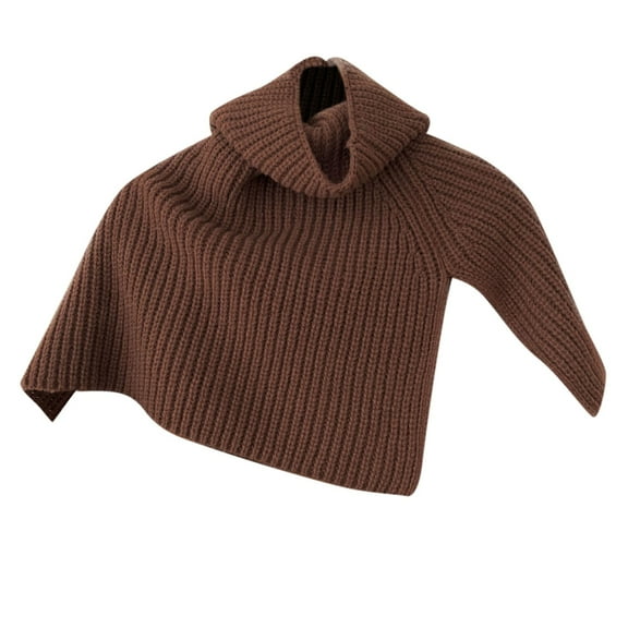 UJNDER Women Solid All Warm Pullover Scarf High Collar Split Knitted Wool Outer Wear Scarf for Cozy Style Coffee