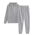 thumbnail image 1 of UJNDER Women Solid Color Hooded Sweatshirt and Pant Tracksuit Sport Suit Pant Suits for Women Grey S, 1 of 7