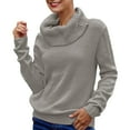 thumbnail image 1 of UJNDER Women Solid Long Sleeve Turtleneck Knitted Sweater Pullover Top Blouse Turtleneck Sweater Women Grey XXL, 1 of 4