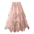 thumbnail image 1 of UJNDER Women Spring Solid Color A-Line Elastic High Waist Long Mesh Gauze Comfortable Maxi Skirt Pink M, 1 of 3