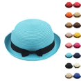 thumbnail image 1 of UJNDER Women Sun Hat Bow Flat Top Small Brim Bridal Shower Beach Hat with Flower Summer Hat for Women Sky Blue,One Size, 1 of 4