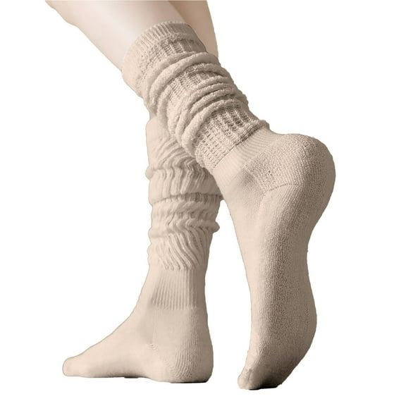 UJNDER Women Sweat Absorbent Long Stockings Stacked Tube Socks With Pearl Details Khaki