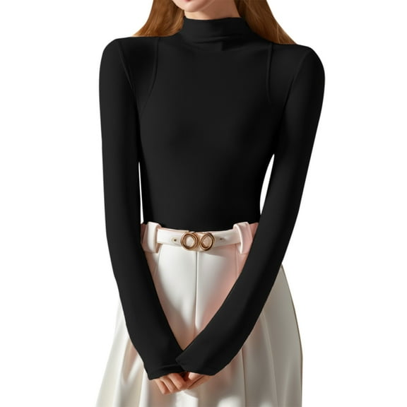 UJNDER Women Thermal Tops Slim Fitting German Velvet Heating Fashionable Winter Thermal Tops for Women Black M