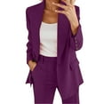 thumbnail image 1 of UJNDER Women Two Piece Lapels Suit Set Business Long Sleeve Button Formal Jacket Pant Suit Slim Loose Trouser Jacket Suit Pant Suits for Women Purple S, 1 of 5
