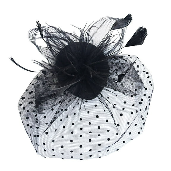 UJNDER Women Wedding Flower Headband With Feathers for Tea Party Events Hair Accessories for Women Black