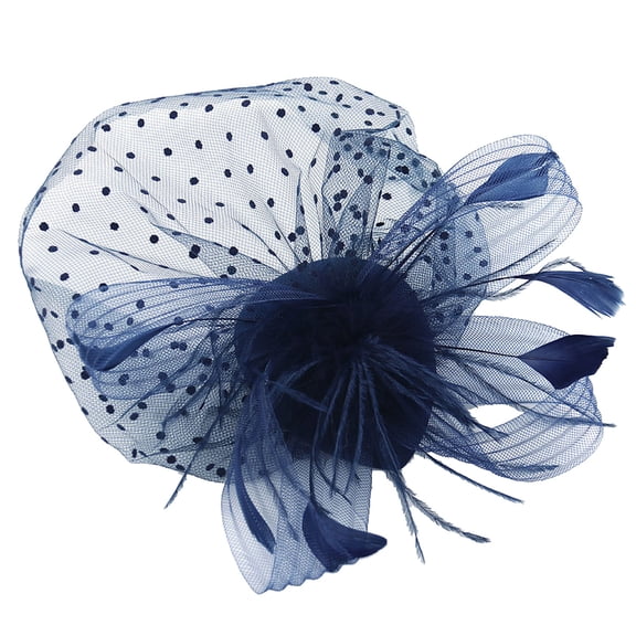 UJNDER Women Wedding Flower Headband With Feathers for Tea Party Events Hair Accessories for Women Navy