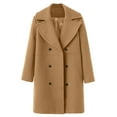 thumbnail image 1 of UJNDER Women Winter Wool Blend Mid Long Coat Notch Double Lapel Jacket Outwear Trench Coats for Women Khaki XL, 1 of 6