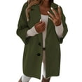 thumbnail image 1 of UJNDER Women's 3/4 Sleeve Notched Lapel Collar Double Coat Winter Wool Blend Over Coats Long Jackets Button Pockets Coats for Women Army Green L, 1 of 5