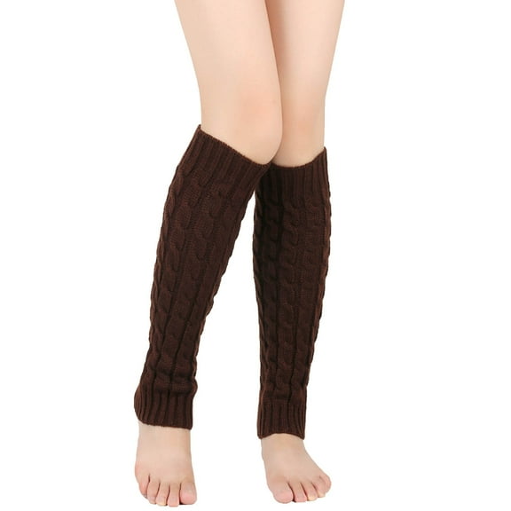 UJNDER Women's Autumn Winter Knitted Leg Warmers Foot Covers Boot Socks Cable Knit Stacked Coffee