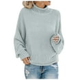thumbnail image 1 of UJNDER Women's Autumn Winter Knitwear Thick Cable Turtleneck Sweater Warm Cozy Pullover Turtleneck Sweater Women Light Blue XXXXXL, 1 of 4
