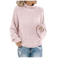 thumbnail image 1 of UJNDER Women's Autumn Winter Knitwear Thick Cable Turtleneck Sweater Warm Cozy Pullover Turtleneck Sweater Women Pink XXXXL, 1 of 4