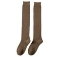 thumbnail image 1 of UJNDER Women's Autumn Winter Long Socks Light Compression Mid Tube Over Knee Striped Socks Coffee, 1 of 5