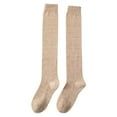 thumbnail image 1 of UJNDER Women's Autumn Winter Long Socks Light Compression Mid Tube Over Knee Striped Socks Khaki, 1 of 5