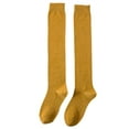 thumbnail image 1 of UJNDER Women's Autumn Winter Long Socks Light Compression Mid Tube Over Knee Striped Socks Yellow, 1 of 4