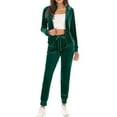 thumbnail image 1 of UJNDER Women's Casual Fashion Solid Hooded Warm Suit for Long Sleeve Pocket Shirt and Elastic Pant Set Green M, 1 of 4