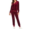 thumbnail image 1 of UJNDER Women's Casual Fashion Solid Hooded Warm Suit for Long Sleeve Pocket Shirt and Elastic Pant Set Wine M, 1 of 6