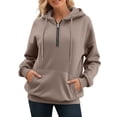 thumbnail image 1 of UJNDER Women's Casual Long Sleeve Zip Hoodie with Pockets for Everyday Comfort Khaki S, 1 of 5