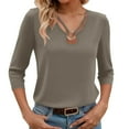 thumbnail image 1 of UJNDER Women's Casual Loose Fit 3/4 Sleeve Solid Color T Shirt Comfortable Basic Tops for Women Daily Wear Grey XXL, 1 of 6