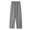 thumbnail image 1 of UJNDER Women's Casual Plaid Print Pants Elastic Waist Drawstring Comfortable Trousers for Everyday Wear Black L, 1 of 6