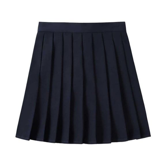 UJNDER Women's Casual Pleated Skirt Versatile A Line Mini Skirt Daily Wear Work Study Party Evening Dance Contrast Color Dark Blue L