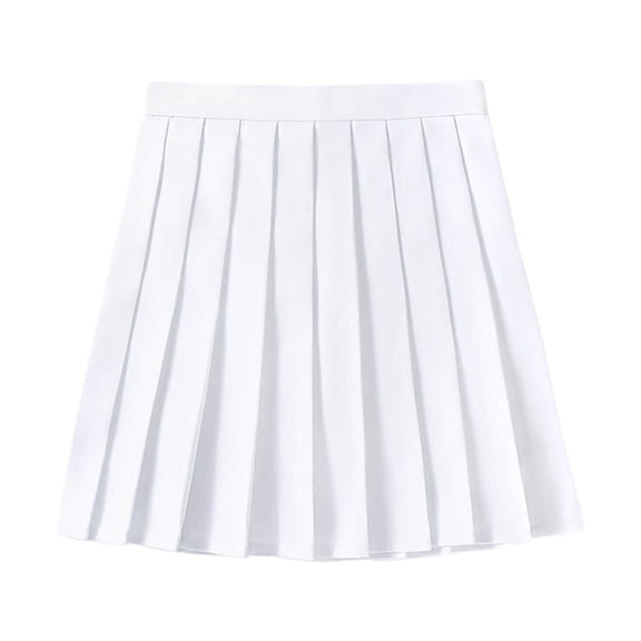 UJNDER Women's Casual Pleated Skirt Versatile A Line Mini Skirt Daily Wear Work Study Party Evening Dance Contrast Color White M
