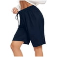 thumbnail image 1 of UJNDER Women's Casual Running Shorts Workout Elastic Waist Athletic Yoga Pants with Sports Pockets Navy L, 1 of 5