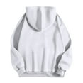 thumbnail image 1 of UJNDER Women's Casual Solid Color Hooded Sweatshirt with Zipper Pocket Long Sleeve Pullover Comfort Fit White XL, 1 of 4