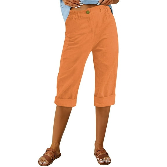 UJNDER Women's Casual Summer Pantalons Stylish 7/8 Length Lightweight Comfortable for Everyday Wear Orange XXXL