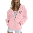 thumbnail image 1 of UJNDER Women's Casual Zip Up Hoodies for Women Long Sleeve Pocket Drawstring Jacket Daily Wear Pink M, 1 of 3
