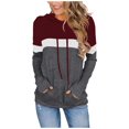 thumbnail image 1 of UJNDER Women's Color Block Pullover Hoodies Patchwork Design Lightweight Casual Comfort Fit Long Sleeve Wine XXL, 1 of 4