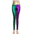 thumbnail image 1 of UJNDER Women's Colorful Shiny Leather Metallic Finish Leggings for Women Skinny Fit Cropped 9/10 Length for Fall Versatile Fashion Green M, 1 of 2
