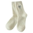 thumbnail image 1 of UJNDER Women's Crew Socks Embroidered Heart Thermal Cozy Socks for Winter Beige, 1 of 3