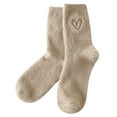thumbnail image 1 of UJNDER Women's Crew Socks Embroidered Heart Thermal Cozy Socks for Winter Khaki, 1 of 5