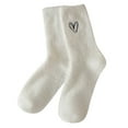 thumbnail image 1 of UJNDER Women's Crew Socks Embroidered Heart Thermal Cozy Socks for Winter White, 1 of 4
