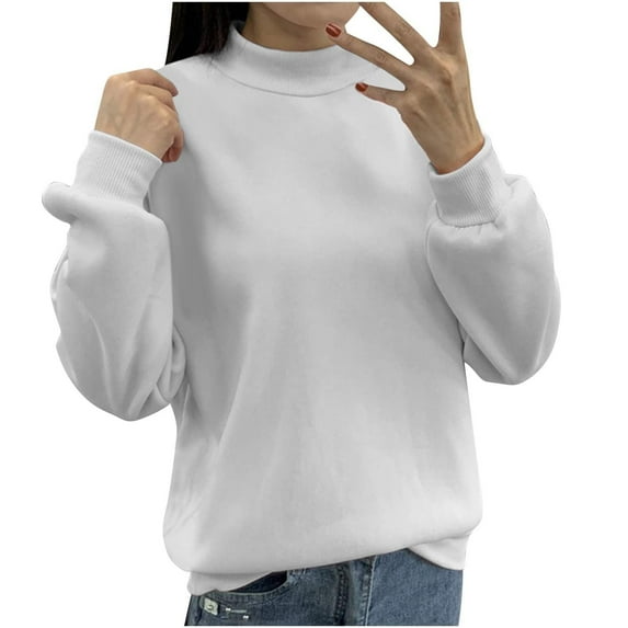 UJNDER Women's Crewneck Sweatshirt Basic Pullover Long Sleeve Casual Comfortable Top for Everyday Fall Winter White XXXL