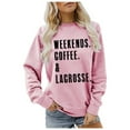 thumbnail image 1 of UJNDER Women's Crewneck Sweatshirt Letter Print Regular Shoulder Pullover Long Sleeve Casual Pink M, 1 of 4
