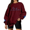 thumbnail image 1 of UJNDER Women's Crewneck Sweatshirt Mom Embroidered Letter Print Pullover Long Sleeve Funny Wine XXL, 1 of 4