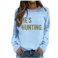 thumbnail image 1 of UJNDER Women's Crewneck Sweatshirt Print Pullover Long Sleeve Casual Fashion Sky Blue S, 1 of 6