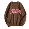 thumbnail image 1 of UJNDER Women's Crewneck Sweatshirt Valentine's Day Letter Print Pullover Long Sleeve Casual Brown M, 1 of 4