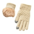 thumbnail image 1 of UJNDER Women's Double Gloves With Thickened Jacquard Knit for Warm Winter Cycling and Ski Activities Beige, 1 of 3