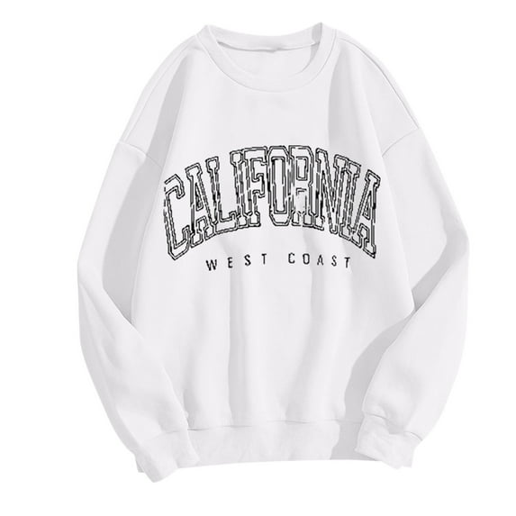UJNDER Women's Fashion Letter Print Hoodies for Women Loose Fit Long Sleeve Sports Style White XL