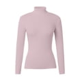thumbnail image 1 of UJNDER Women's Fashion Long Sleeve Turtleneck Solid Color Sweater Sheep Loose Knit Pullover Top Light Purple S, 1 of 4