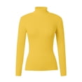 thumbnail image 1 of UJNDER Women's Fashion Long Sleeve Turtleneck Solid Color Sweater Sheep Loose Knit Pullover Top Yellow S, 1 of 4